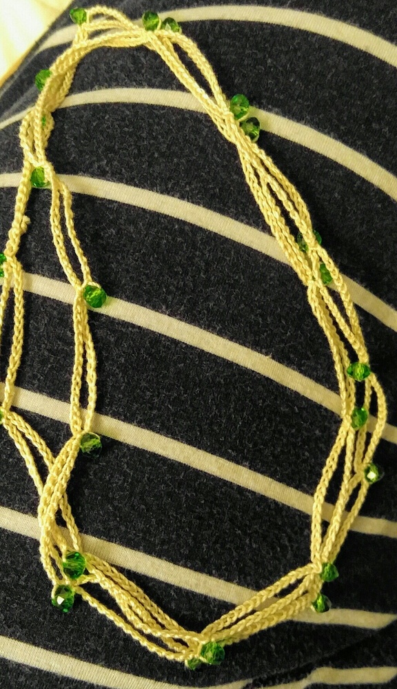 Handmade Green Crystal Station Necklace